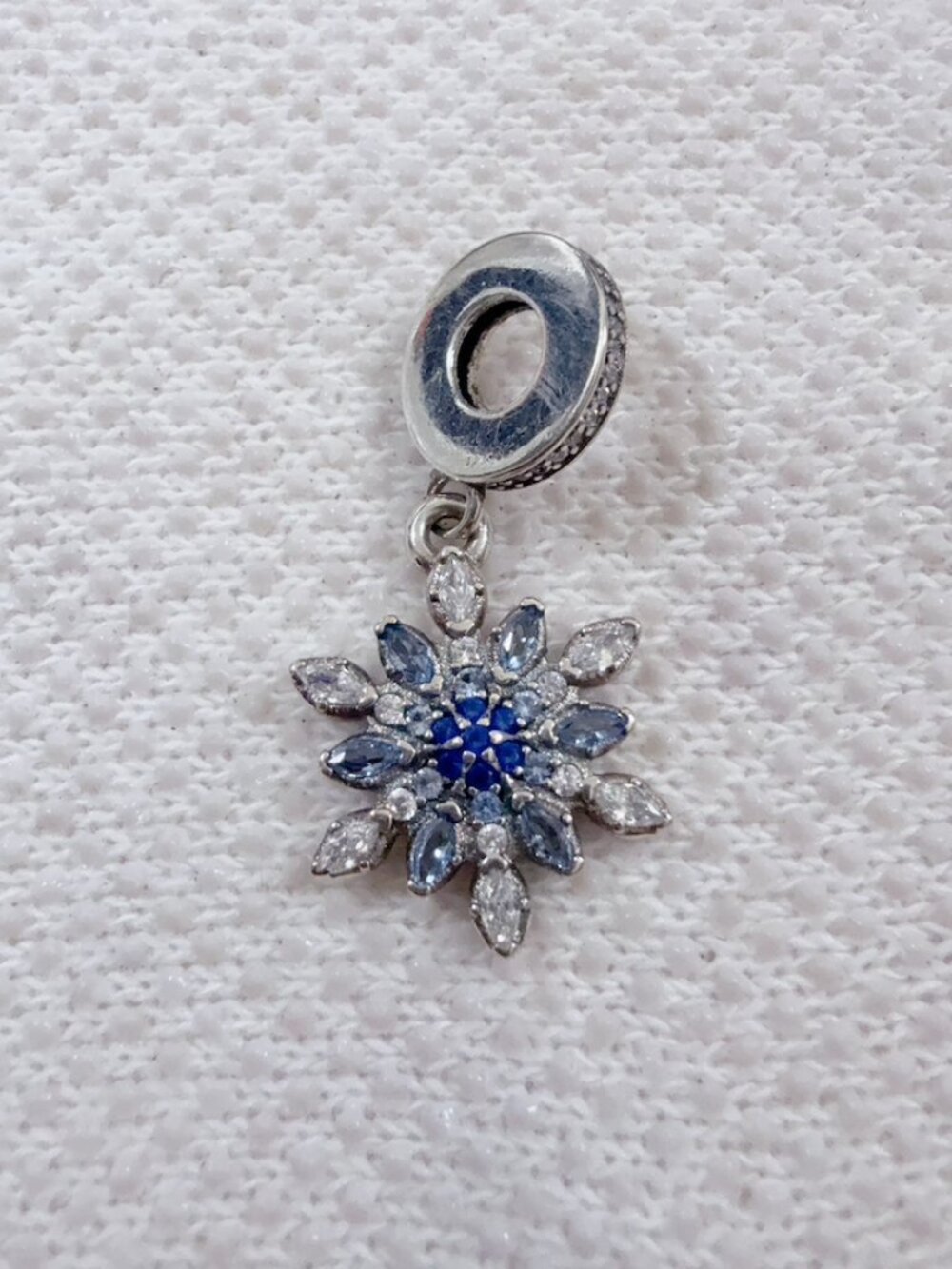 Pave Snowflake Dangle Charm Silver Charm For Pandora Bracelet Necklace